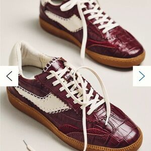 Women's Burgundy and White Athletic Sneakers